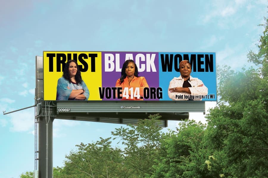 A Trust Black Women billboard in Milwaukee